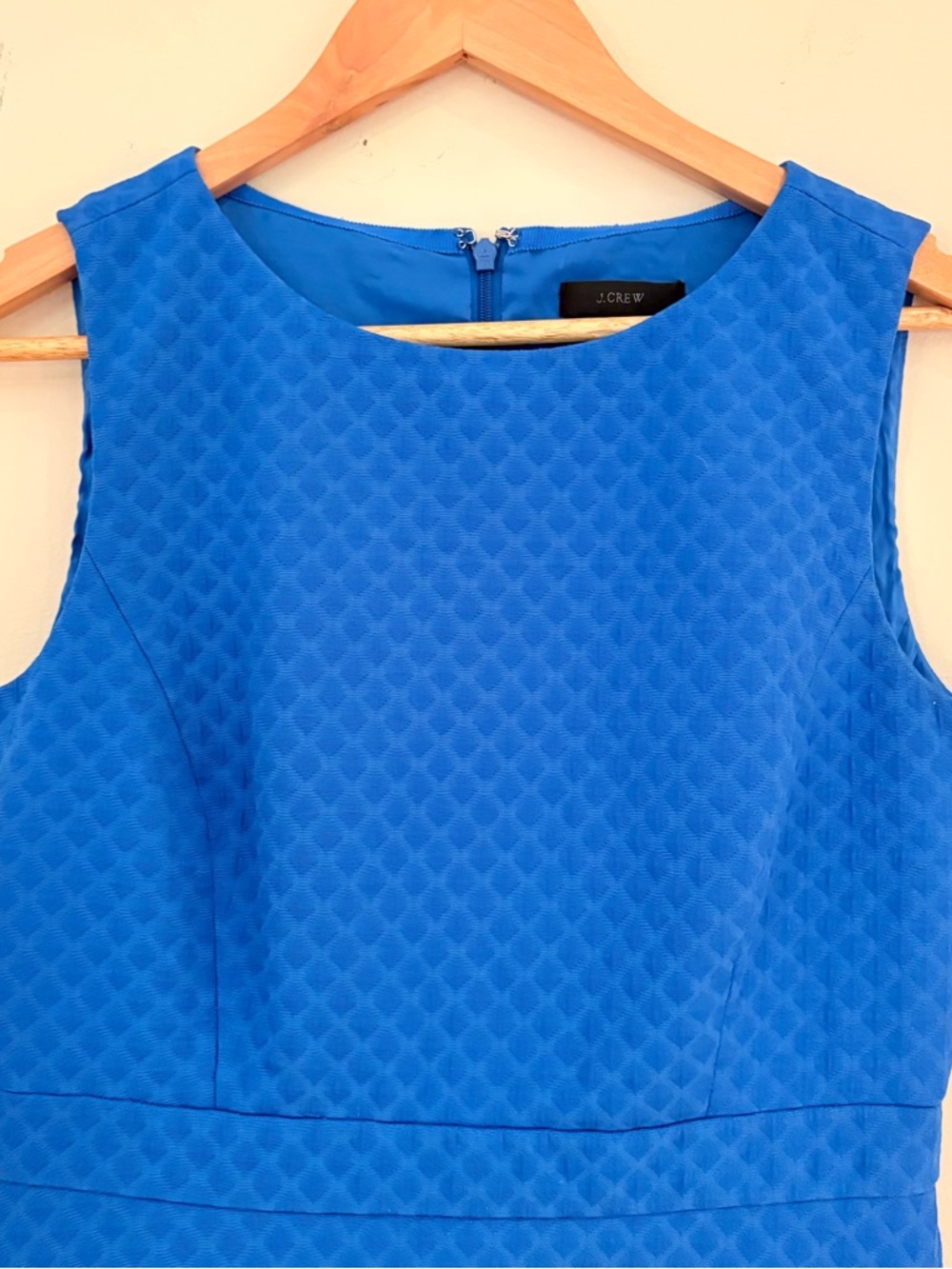 J. Crew Sleeveless Textured Royal Blue Fit & Flare Midi Dress Sz 6 - Picture 4 of 11